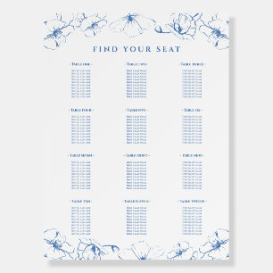 Elegant Dusty Blue Floral Wedding Seating Chart Foam Board