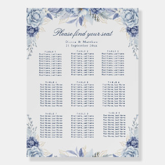 Elegant Dusty Blue Floral wedding seating chart Foam Board