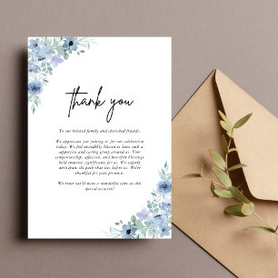 Elegant Dusty Blue Floral Wedding Thank You Card