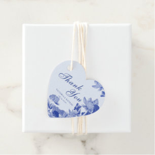 Elegant Dusty Blue Floral Wedding Thank You Favor Tags