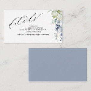 Elegant Dusty Blue Floral Wedding Website /Details Enclosure Card