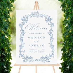 Elegant Dusty Blue Floral Wedding Welcome Foam Board