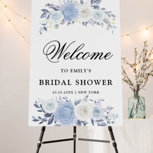 Elegant  Dusty Blue Floral welcome bridal shower Foam Board