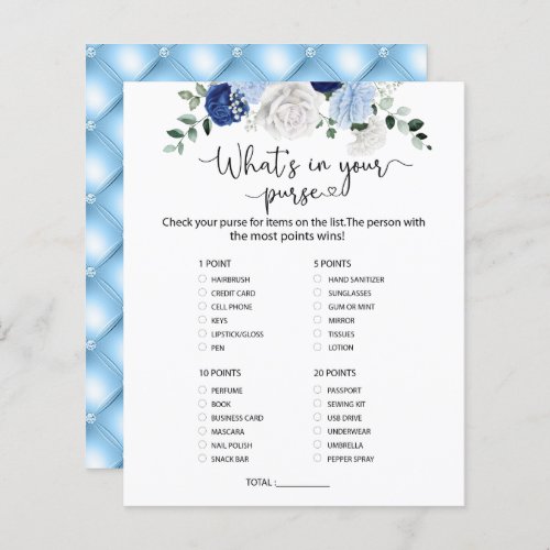 Elegant Dusty Blue Floral  What is in your purse  