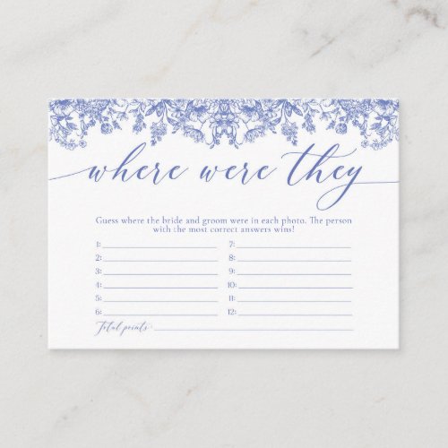 Elegant Dusty Blue Floral Where Were They Game Enclosure Card