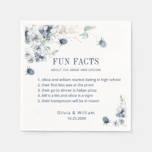 Elegant Dusty Blue Floral Winter Wedding FUN FACTS Napkins