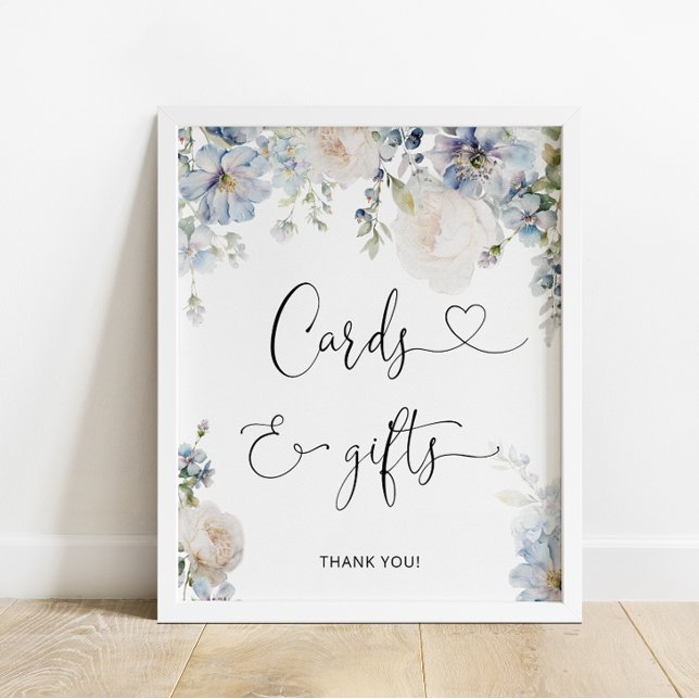 Elegant Dusty Blue Flowers Cards and Gifts Poster (Creator Uploaded)