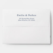 Elegant Dusty Blue Flowers with Return Address 5*7