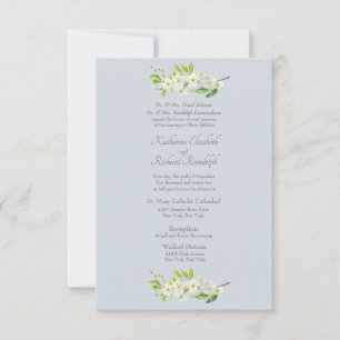 Elegant Dusty Blue Foliage Formal Invitation