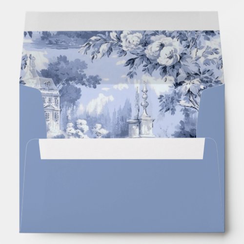 Elegant Dusty Blue French Garden Wedding Flowers Envelope