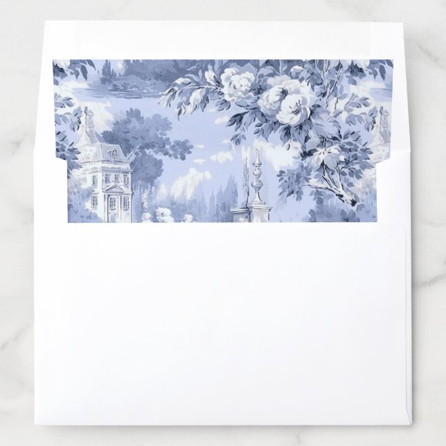Elegant Dusty Blue French Garden Wedding Flowers Envelope Liner (In Envelope)