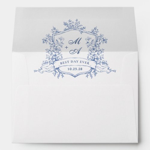 Elegant Dusty Blue French Toile Wedding Flowers Envelope