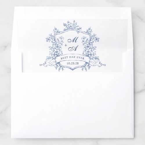 Elegant Dusty Blue French Toile Wedding Flowers Envelope Liner