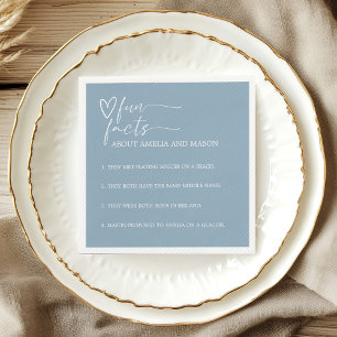 Elegant Dusty Blue Fun Facts Wedding Napkins