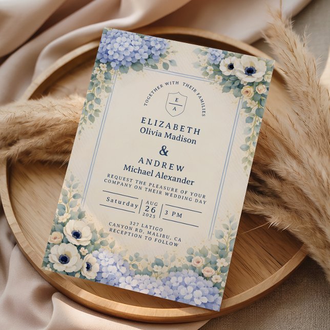 Elegant Dusty Blue Garden Wedding Save The Date (Creator Uploaded)