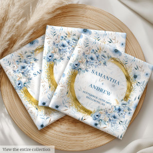 Elegant Dusty Blue Gold Glitter Wedding Cloth