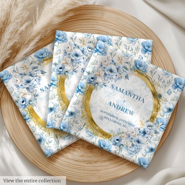 Elegant Dusty Blue Gold Glitter Wedding Napkins (Elegant Dusty Blue Gold Glitter Wedding Napkins)