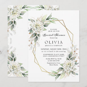 Elegant Dusty Blue Greenery Bridal Shower Invitation