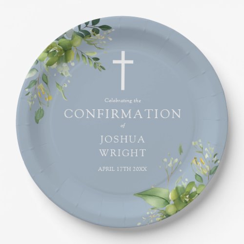 Elegant Dusty Blue Greenery Confirmation
