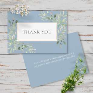 Thank You Place Setting Cards With Dusty Blue Chiffon Ribbon – DorisHome