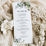 Elegant Dusty Blue Greenery Wedding Menu<br><div class="desc">Designed to coordinate with our Boho Greenery wedding collection,  this customizable Menu Template features mixed watercolor greenery leaves paired with a classy serif in black,  with a monogram on the back. Matching items available.</div>