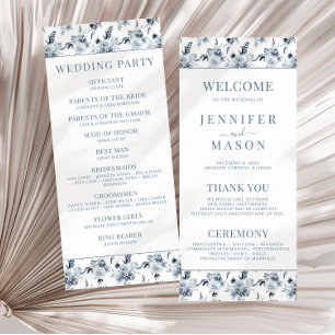 Elegant Dusty Blue Grey Flower Wedding Programs