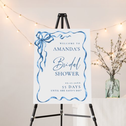 Elegant Dusty Blue Hand Drawn Bow Bridal Shower Foam Board