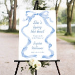 Elegant Dusty Blue Hand Drawn Bow Bridal Shower Foam Board<br><div class="desc">For further customization,  please click the "Personalize this template",  then "Edit using Design Tool". Stylish editable easy to use wedding templates,  more items available in the store (invitations,  rsvp,  thank you cards,  stationery & decor). If you need help or matching items,  please contact me.</div>