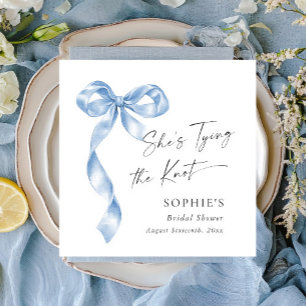 Elegant Dusty Blue Hand Drawn Bow Bridal Shower Napkins