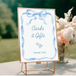 Elegant Dusty Blue Hand Drawn Bow Bridal Shower Poster at Zazzle