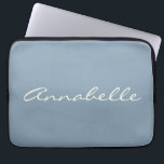 Elegant Dusty Blue Handwritten Script Name Custom  Laptop Sleeve<br><div class="desc">This custom laptop case features your name in beautiful handwritten script lettering on a stylish Dusty Blue background. Great gift idea.</div>