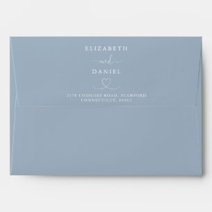Elegant Dusty Blue Heart Wedding Envelope