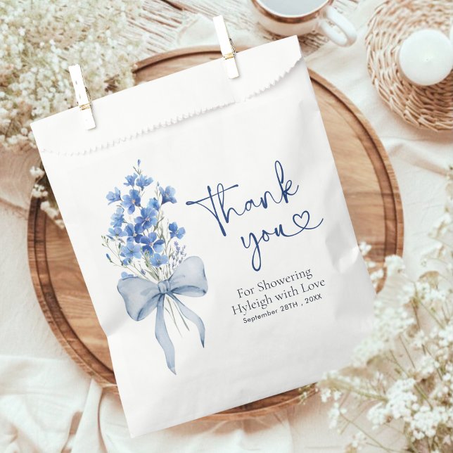 Elegant Dusty Blue Hydrangea Bridal Shower Favor Bag (Creator Uploaded)