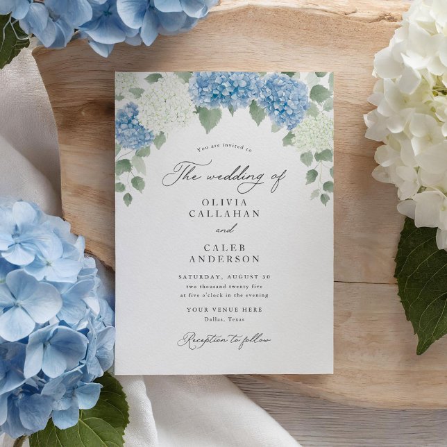 Elegant Dusty Blue Hydrangea Floral Wedding Invitation (Creator Uploaded)