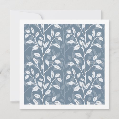 Elegant Dusty Blue Leaf Botanical Silhouette Art Note Card