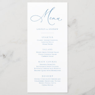 Elegant Dusty Blue Light Blue Minimalist Flat Menu