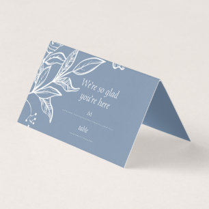 Elegant Dusty Blue Lily Wedding Folded Place Cards