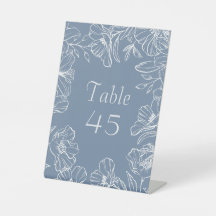 Elegant Dusty Blue Lily Wedding Table Number Cards