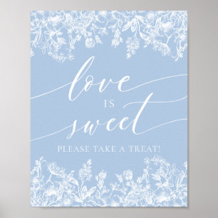 Elegant Dusty Blue Love is Sweet Treat Favor Sign