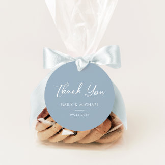 Elegant Dusty Blue Minimal Wedding Thank You Favor Tags