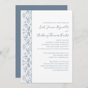 Elegant Dusty Blue Minimalist Classic Filigree Invitation