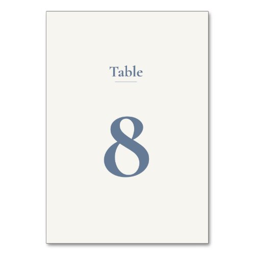 Elegant Dusty Blue Minimalist Modern Seating Table Number