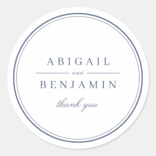 Elegant dusty blue minimalist wedding favor classic round sticker