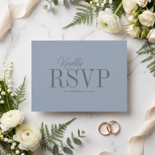 Elegant Dusty Blue Minimalist Wedding RSVP Card