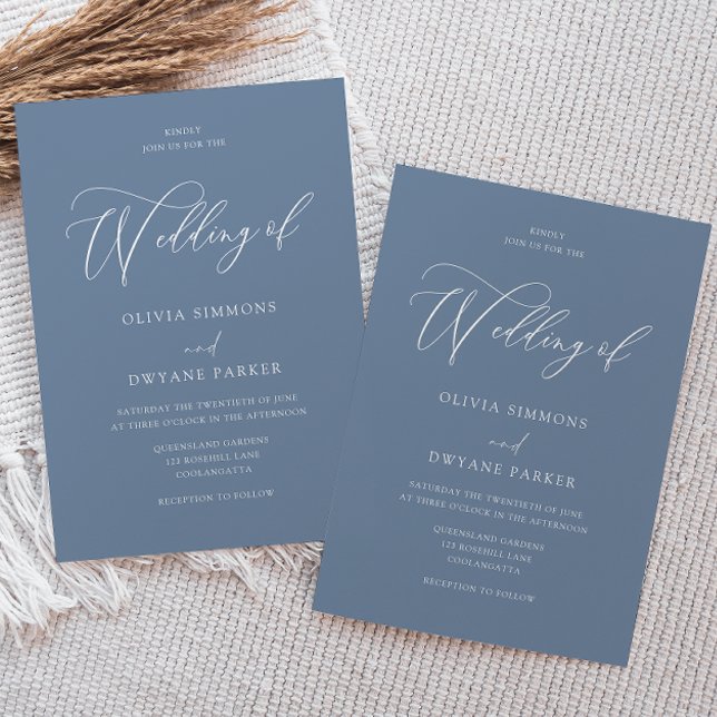 Elegant Dusty Blue Modern Wedding Invitation (Creator Uploaded)