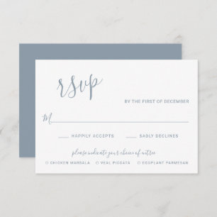 Elegant Dusty Blue Modern Wedding RSVP Card