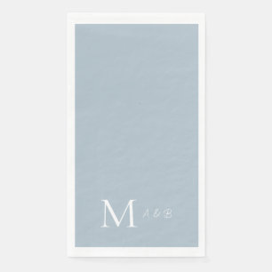 Elegant Dusty Blue Monogram Paper Guest Towels