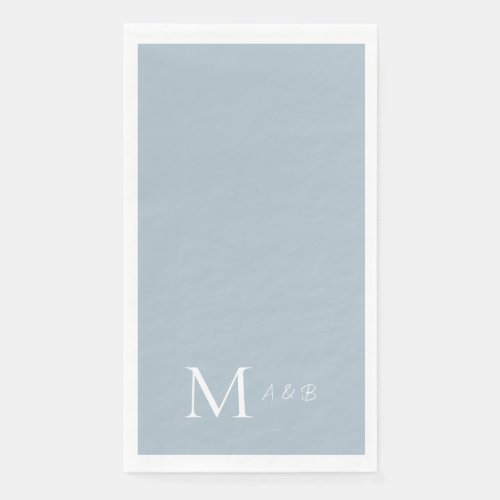 Elegant Dusty Blue Monogram Paper Guest Towels
