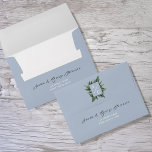 Elegant Dusty Blue Monogram Wedding Envelope<br><div class="desc">Add a refined touch to your wedding stationery with this elegant dusty blue wedding envelope. Featuring a romantic leaf monogram with your initials and stylish script for the return address, this design blends timeless charm with modern simplicity. Perfect for mailing wedding invitations, save-the-dates, or thank-you cards, this envelope creates a...</div>