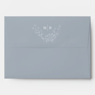 Elegant Dusty Blue Monogram Wedding Envelope